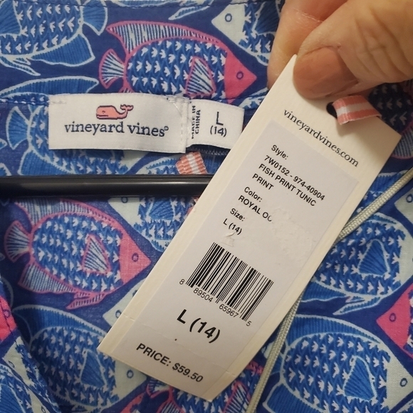 NWT Vineyard Vines Girls Size Large/14 Fish Print Tunic Top, Preppy, fun Ret$59 - Picture 4 of 6